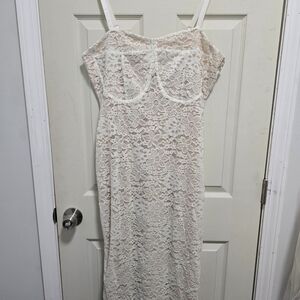 Forever 21 Cream Lace Midi Dress